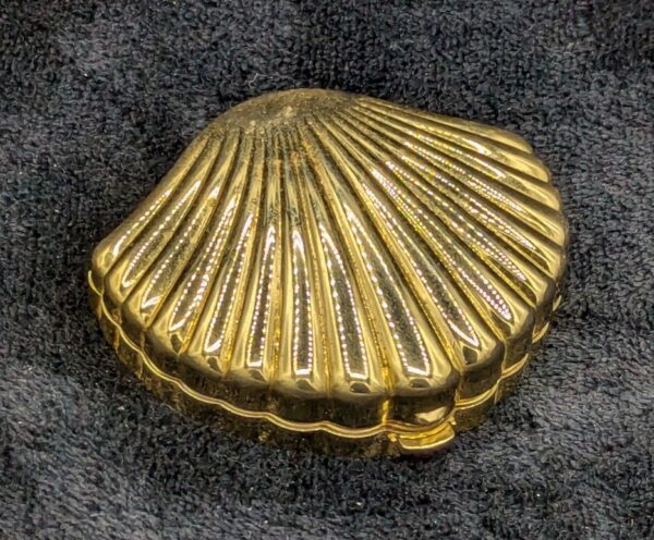 Vintage Estee Lauder Gold Tone Seashell Compact with Mirror