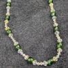 Vintage 16-Inch Aurora Borealis & Green Beaded Choker Necklace | Mid-Century Faceted Glass Beads | Elegant Retro Jewelry - Image 4