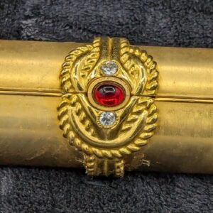 Vintage Gold Tone Brushed Finish Princess Marcella Borghese Lipstick Case with Mirror