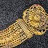 Vintage Multi Chain Gold Tone Bracelet with Medallion Clasp - Image 3