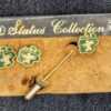 Vintage Green and Gold Pegasus Crest Jewelry Set | Lapel Pin & Matching Earrings | Status Collection on Card | Heraldic Mythical Style - Image 2
