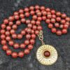 Vintage Sarah Coventry 36" Mahogany Beaded Necklace with Medallion | 1978 "Safari" Collection | Boho Chic Statement Jewelry - Image 4