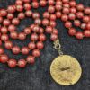 Vintage Sarah Coventry 36" Mahogany Beaded Necklace with Medallion | 1978 "Safari" Collection | Boho Chic Statement Jewelry - Image 6
