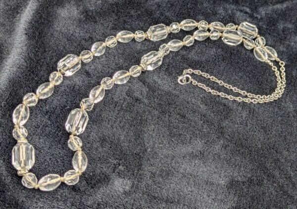 Vintage 36" Clear Faceted Beaded Necklace