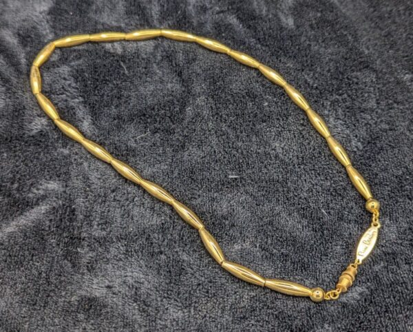 Vintage Pierre Cardin Gold-Tone Choker Necklace | 18" Minimalist Design with Screw Clasp | Mid-Century Modern Jewelry