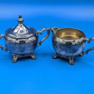 Vintage Silver Plated Cream and Sugar Set Antique Elegant Tableware Décor Collectible Tea Set