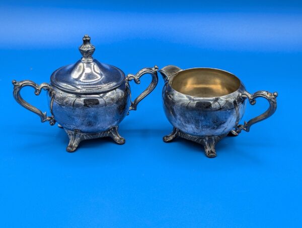 Vintage Silver Plated Cream and Sugar Set Antique Elegant Tableware Décor Collectible Tea Set