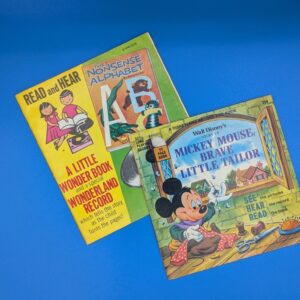 Lot of 2 Vintage See Hear Read Books - Walt Disney's Mickey Mouse, Wonderland's Nonsense Alphabet - Records Missing