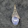 Vintage Blue and Silver Filigree Teardrop Pendant on 16" Silver chain, Antique Pendant Necklace, Unique Statement Jewelry - Image 5