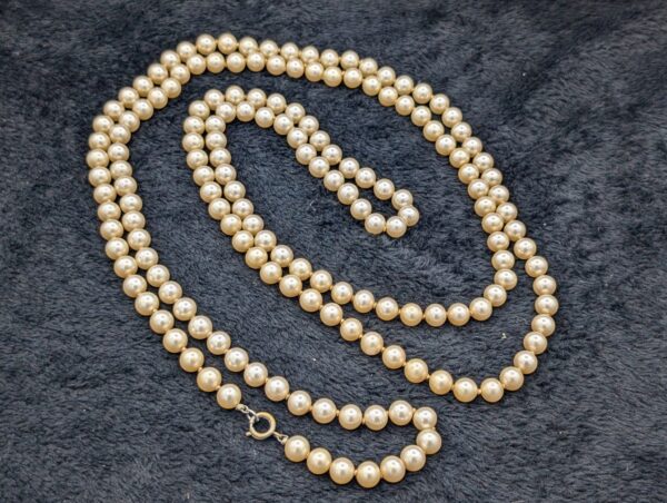 Vintage 60" Hand-Knotted Faux Pearl Necklace | Heavyweight Classic Strand | Timeless Elegance | Vintage Classic Jewelry