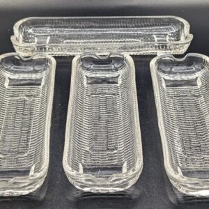 Set of 4 Vintage Glass Corn on the Cob Butter Roller Dishes - Classic Serveware, Retro Kitchen Decor, Unique Dining Table Accessories