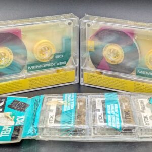 Lot of 5 Vintage Blank Cassette Tapes - New - 2 Standard Size, 3 Mini for Answering Machine