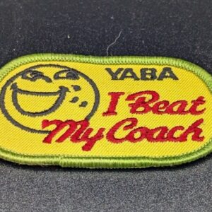 Vintage YABA Young American Bowling Alliance "I Beat My Coach" Patch - Collectible Bowling Memorabilia.
