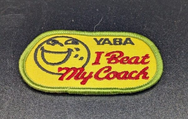 Vintage YABA Young American Bowling Alliance "I Beat My Coach" Patch - Collectible Bowling Memorabilia.