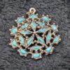 Vintage Antiqued Silver Tone Faux Turquoise Star Pendant on 28" silver chain, Boho Statement Necklace, Retro Starburst Jewelry, Unique Gift - Image 4