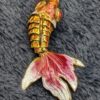 Vintage MCM Cloisonne Koi Fish Articulated Pendant | Mid Century Gold Enamel Jewelry | Collectible Statement Necklace - Image 2