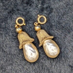 Pair: Vintage Sarah Coventry Golden Mushroom Faux Pearl Pendants | Gold-Tone Mushroom  & Faux Pearl | Versatile as Pendants or Zipper Pulls