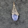 Vintage Blue and Silver Filigree Teardrop Pendant on 16" Silver chain, Antique Pendant Necklace, Unique Statement Jewelry - Image 6