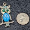 Vintage Turquoise Jelly Belly Owl Pendant - Blue Rhinestone Accents / Retro Silver Jewelry / Unique Animal Necklace / Whimsical Owl Pendant - Image 3