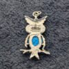 Vintage Turquoise Jelly Belly Owl Pendant - Blue Rhinestone Accents / Retro Silver Jewelry / Unique Animal Necklace / Whimsical Owl Pendant - Image 4