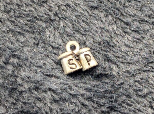 Vintage Silver Tone Salt & Pepper Shaker Charm Pendant, Retro Collectible Accessory
