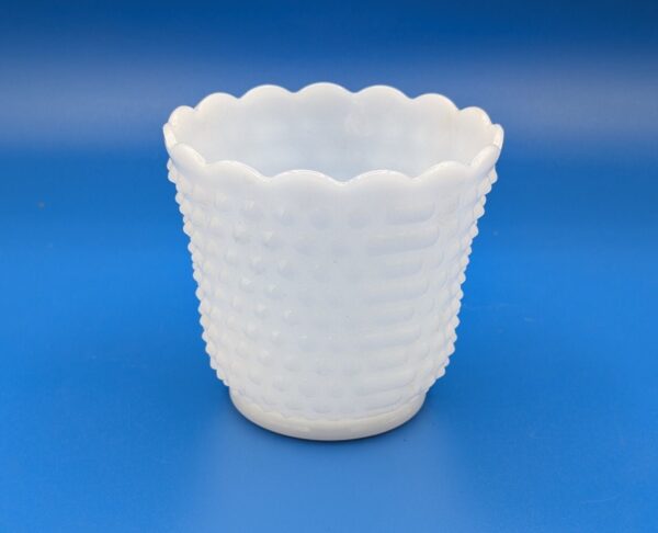 Vintage Fireking Hobnail Vase - White Milky Glass, Collectible Home Decor, Retro Floral Display Bowl, Mid-Century Modern Glassware