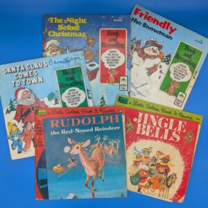 Lot of 5 Vintage Children's See Hear Read Books with Records - Disney, Peter Pan, Little Golden Books - Christmas Classics