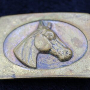 Vintage Womens Solid Brass Horsehead Belt Buckle for up to 3/4" Belt -- Equestrian Accessory Retro Western Style Collectible