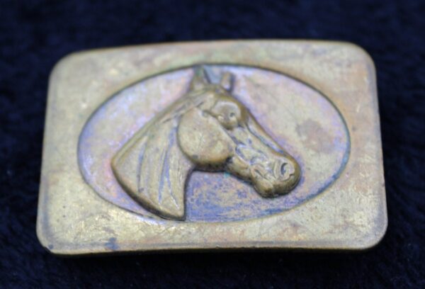 Vintage Womens Solid Brass Horsehead Belt Buckle for up to 3/4" Belt -- Equestrian Accessory Retro Western Style Collectible