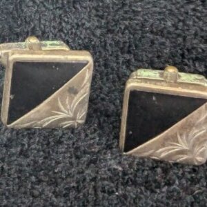 Vintage Anson Sterling Silver and Onyx Cufflinks