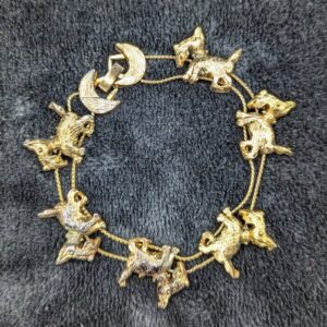 Vintage Gold Tone Scottish Terrier/Scotty Dog Charm Bracelet