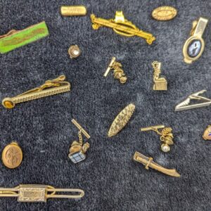 Lot of 17 Vintage Tie Tacks, Tie Clips, Tiebars