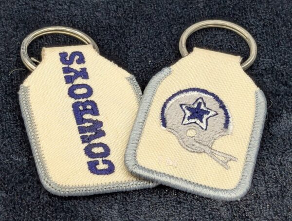 Two Rare Vintage Embroidered Dallas Cowboys Keychains