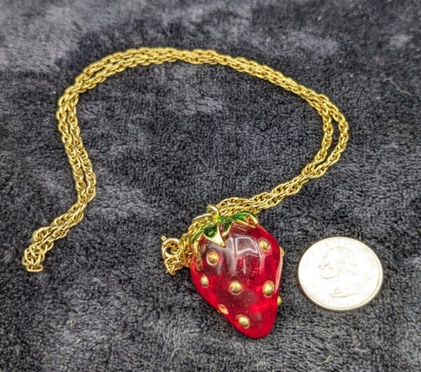Vintage Tancer Strawberry Pendant Necklace
