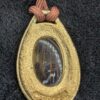 Vintage Sarah Coventry Faux Tiger Eye Style Pendant Necklace | Gold-Tone Teardrop with Brown Cord | 26” Retro Statement Jewelry - Image 2