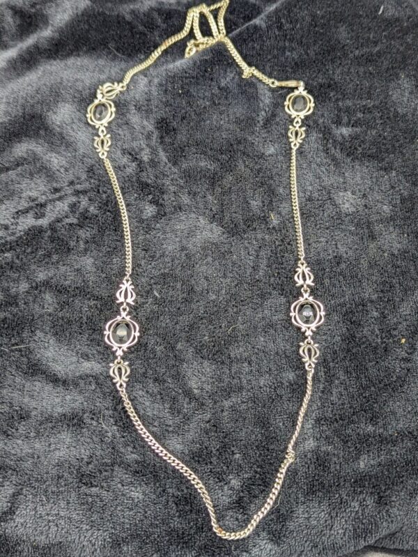 Vintage Sarah Coventry Silver-Tone Necklace | 37-Inch Chain with Black Faceted Beads | Elegant Retro Jewelry