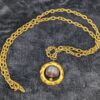 Vintage Chunky Gold-Tone Necklace | 40" Chain with Dark Purple-Brown Glass Stone Pendant | Bold Retro Statement Jewelry - Image 2