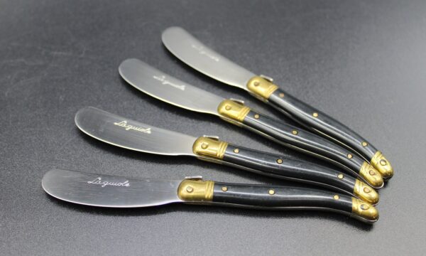 Set of 4 Vintage Laguiole Black and Gold Bee Cheese Spread Knives - Charcuterie Board Essentials