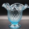 Vintage Blue Hobnail Vase | Ruffled Edge Art Glass | Mid-Century Hand Blown Style | Light Catching Beauty | Elegant Curvy Statement Piece - Image 7