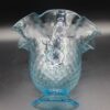Vintage Blue Hobnail Vase | Ruffled Edge Art Glass | Mid-Century Hand Blown Style | Light Catching Beauty | Elegant Curvy Statement Piece - Image 9