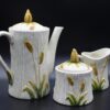 RARE Vintage Lefton Ceramic Tea Set Orange Poppies Wheat Design - Collectible Teapot, Creamer, Sugar Bowl - Boho Kitchen Decor - Image 2