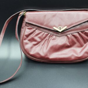 Vintage Etienna Aigner Burgundy Leather Crossbody Purse with Mirror, Women's Designer Bag, Classic Shoulder Bag Accessory