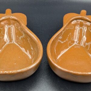MCM Ceramic Pear shaped brown dish (set of 2) USA stamped on bottom