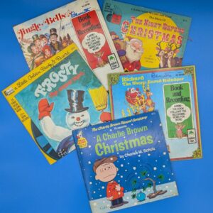 Lot of 5 Vintage Children's Books w/Records - Night Before Christmas, Charlie Brown Christmas, Jingle Bells, Frosty the Snowman, +1