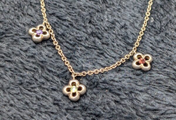 Vintage Heidi Klum 16" 925 Silver Necklace with Clover Charms – Rare Collectible Chain