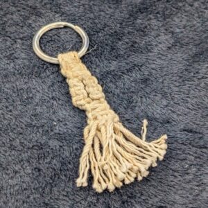 Handmade Vintage Macrame Keyring | Boho Keychain | Natural Fiber Macrame Keychain