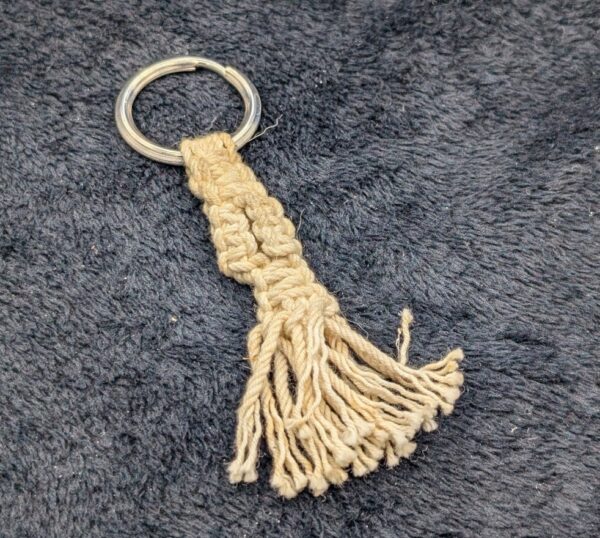 Handmade Vintage Macrame Keyring | Boho Keychain | Natural Fiber Macrame Keychain