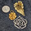 Set of 3 Rose Pendants - 2 Gold Tone, 1 Silver Tone Vintage Jewelry, Romantic Rose Pendants, Floral Pendant Collection - Image 3