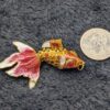 Vintage MCM Cloisonne Koi Fish Articulated Pendant | Mid Century Gold Enamel Jewelry | Collectible Statement Necklace - Image 3