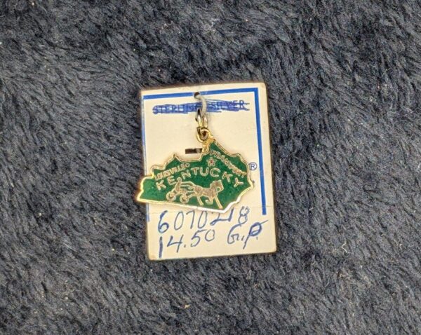 Vintage 14K Plated Kentucky State Charm Pendant -- Louisville, Frankfort Souvenir Jewelry
